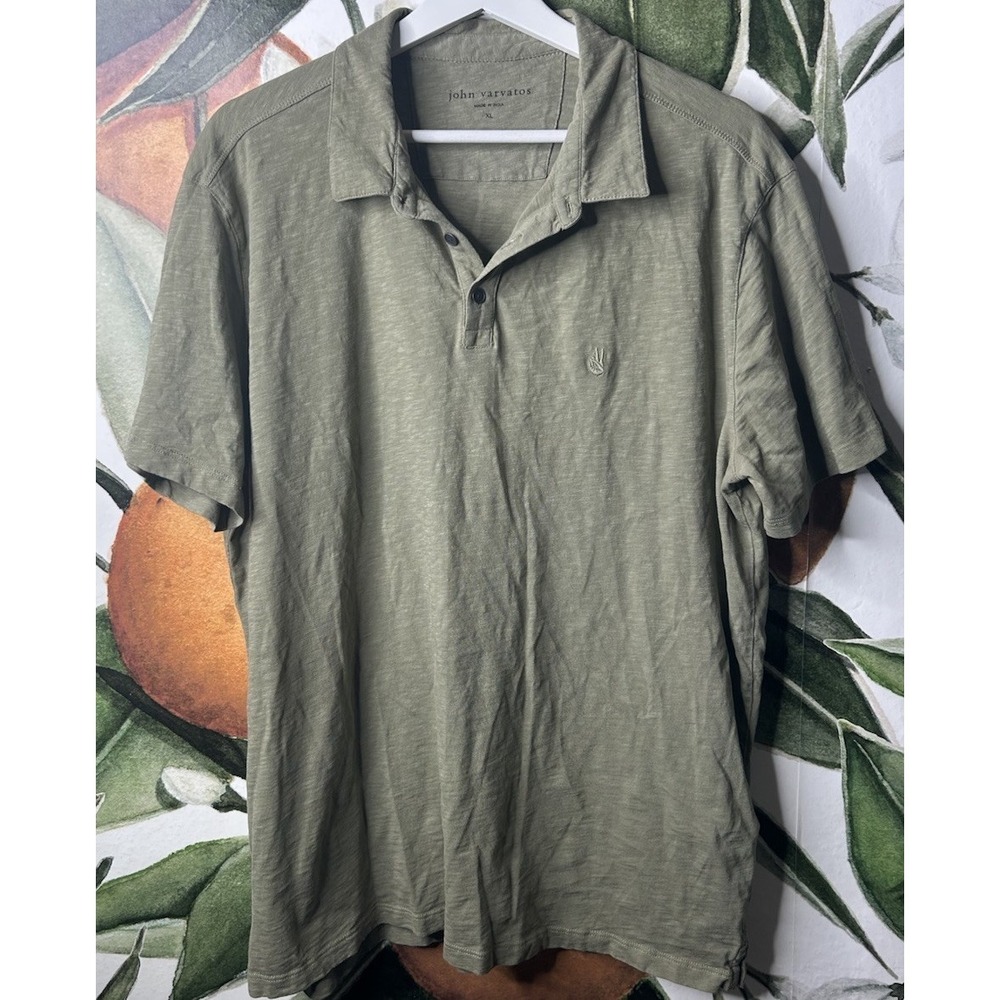 John Varvatos XL Mens Short Sleeve Green Polo Shirt 100% Cotton Casual Wear